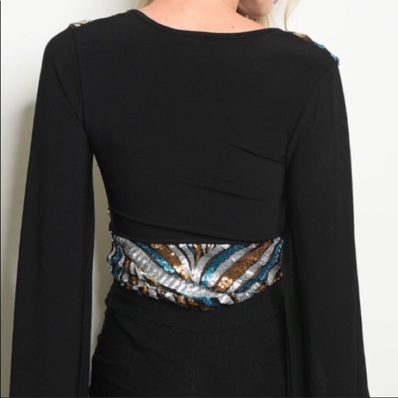 ✨🎶✨Sequin Body Suit w Long Arm Bands✨🎶✨S M L✨🎶✨ - Picture 2 of 4